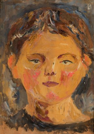 Little girl's head Oil painting by Tadeusz Makowski