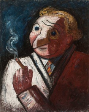 Man with a cigar by Tadeusz Makowski Oil Painting