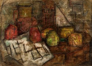 Martwa natura z dzbanem i owocami by Tadeusz Makowski Oil Painting