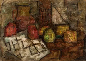 Martwa natura z dzbanem i owocami by Tadeusz Makowski Oil Painting
