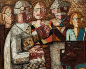 Music performance by Tadeusz Makowski Oil Painting
