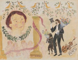 Name day card for Maria Mickiewiczowna by Tadeusz Makowski Oil Painting