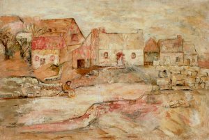 Pejzaz bretonski z siedzacym czlowiekiem by Tadeusz Makowski Oil Painting