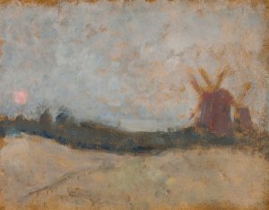 Pejzaz z wiatrakami by Tadeusz Makowski Oil Painting