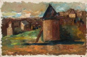 Pejzaz z zabudowaniami miejskimi by Tadeusz Makowski Oil Painting