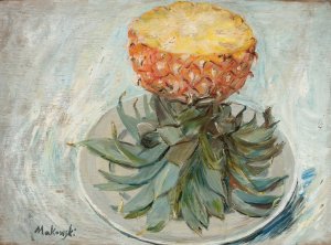 Pineapple on a plate Oil painting by Tadeusz Makowski