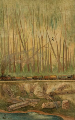 Pociag by Tadeusz Makowski Oil Painting