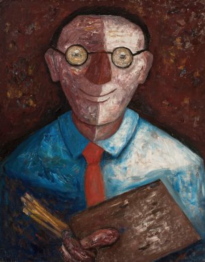 Portrait of a man with a palette by Tadeusz Makowski Oil Painting