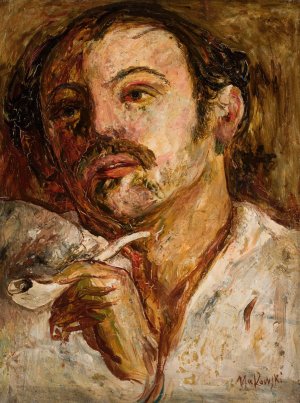 Portrait of a man with a smoking pipe by Tadeusz Makowski Oil Painting
