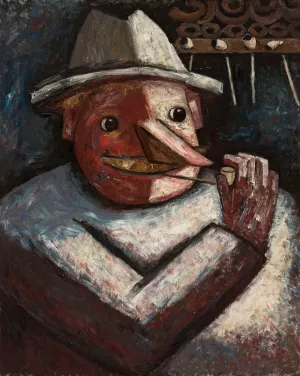 Portrait of a man with pipes Oil painting by Tadeusz Makowski