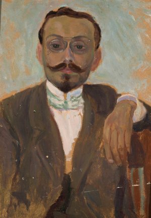 Portrait of sculptor Boleslaw Balzukiewicz by Tadeusz Makowski Oil Painting
