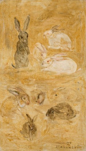 Rabbits by Tadeusz Makowski Oil Painting
