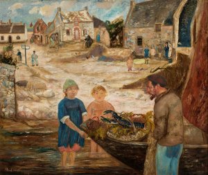 Return from a crayfish fishing trip by Tadeusz Makowski Oil Painting