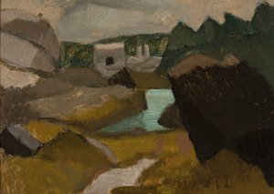 Rocky landscape with water by Tadeusz Makowski Oil Painting