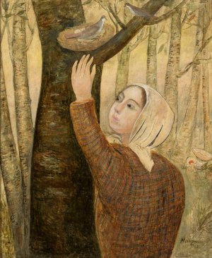 Self-portrait with a palette by Tadeusz Makowski Oil Painting