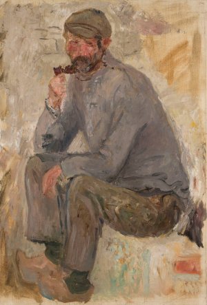 Sitting fisherman with a pipe by Tadeusz Makowski Oil Painting