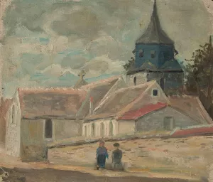 Small village church Oil painting by Tadeusz Makowski
