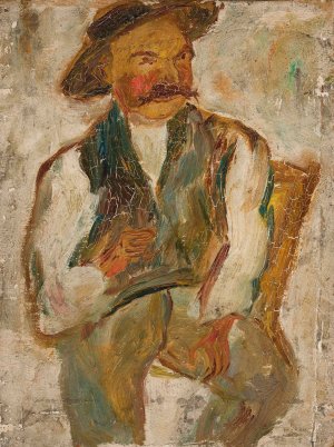 Study of a peasant in a hat by Tadeusz Makowski Oil Painting