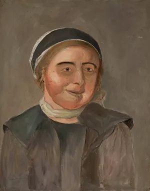 Study of a woman in a black and white cap by Tadeusz Makowski Oil Painting