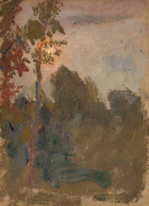 Sunset in a forest by Tadeusz Makowski Oil Painting