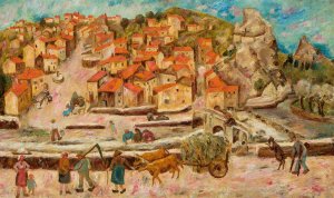 View from the bridge in Espaly by Tadeusz Makowski Oil Painting