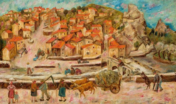 View from the bridge in Espaly  by Tadeusz Makowski - Hand-Painted Oil Painting Reproduction