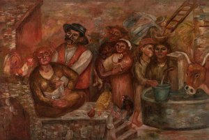 Villagers by Tadeusz Makowski Oil Painting