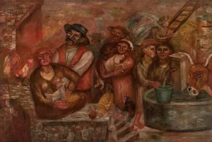 Villagers by Tadeusz Makowski Oil Painting
