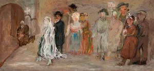 Wedding procession in front of a church by Tadeusz Makowski Oil Painting