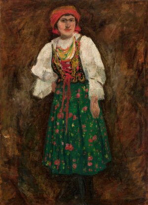 Woman in a Krakow folk costume by Tadeusz Makowski Oil Painting