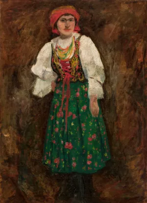 Woman in a Krakow folk costume by Tadeusz Makowski Oil Painting