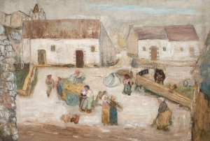 Work in a farmstead by Tadeusz Makowski Oil Painting