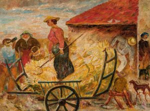 Zwozenie zboza Oil painting by Tadeusz Makowski