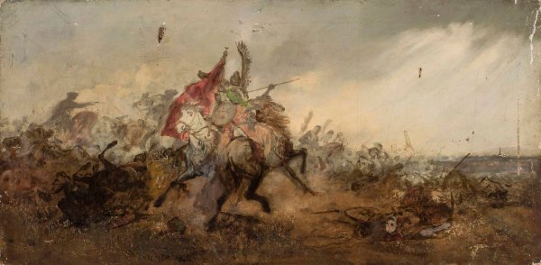 Battle of Vienna, sketch  by Tadeusz Rybkowski - Hand-Painted Oil Painting Reproduction