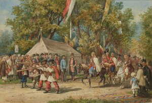 Hutsul Wedding Procession in Front of the Emperor in Kolomyia by Tadeusz Rybkowski Oil Painting
