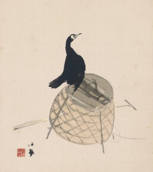 Cormorant on a Basket by Takeuchi Seiho Oil Painting