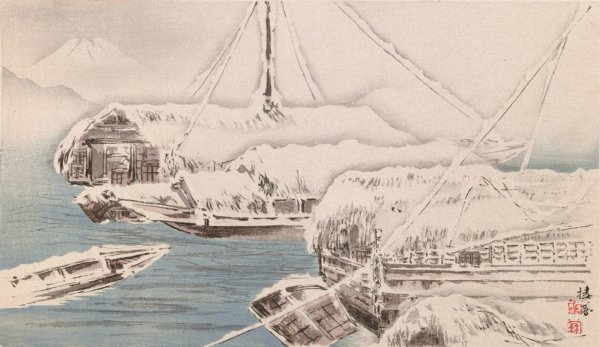 Seiho juni Fuji, Pl.12  by Takeuchi Seiho - Hand-Painted Oil Painting Reproduction