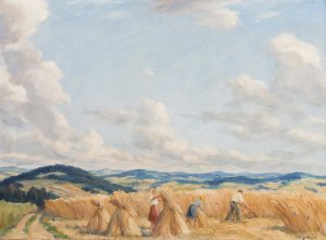 Harvest in the Czech-Moravian Highlands by Tavik Frantisek Simon Oil Painting