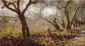 Fra gli ulivi a Settignano by Telemaco Signorini Oil Painting