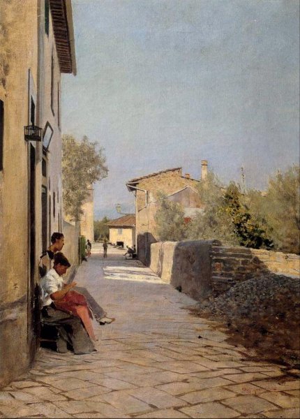 Stradina di Settignano by Telemaco Signorini - Hand-Painted Oil Painting Reproduction