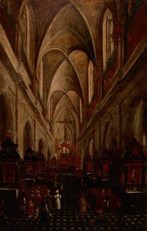 Interior of St Mary's Church in Krakow by Teodor Baltazar Stachowicz Oil Painting