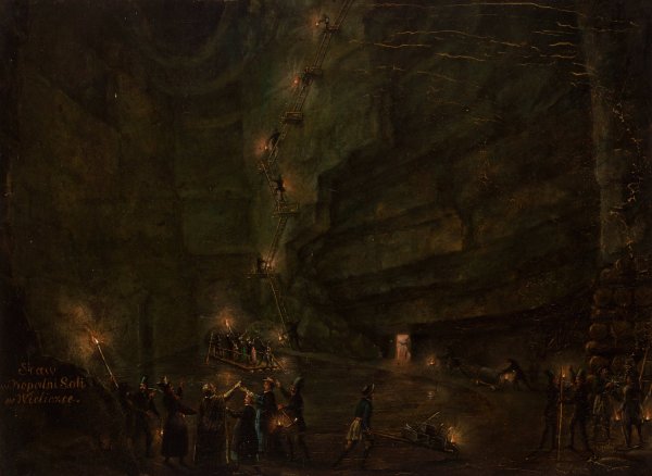 Pond in the Salt Mine at Wieliczka  by Teodor Baltazar Stachowicz - Hand-Painted Oil Painting Reproduction