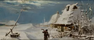 Winter Landscape by Teodor Marian Talowski Oil Painting