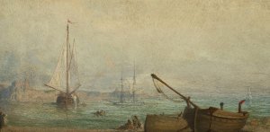 View of the Avignon port by Teofil Kwiatkowski Oil Painting