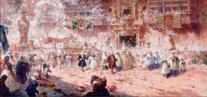 Funeral of Saint Rose by Teofilo Castillo Oil Painting