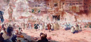 Funeral of Saint Rose by Teofilo Castillo Oil Painting