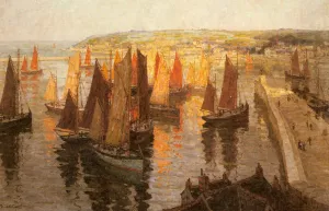 Red and Gold Brixham by Terrick Williams Oil Painting