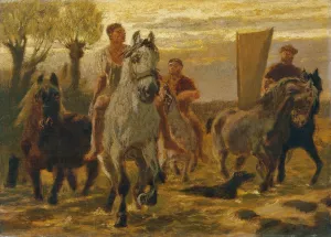 Pferdeschwemme by Teutwart Schmitson Oil Painting