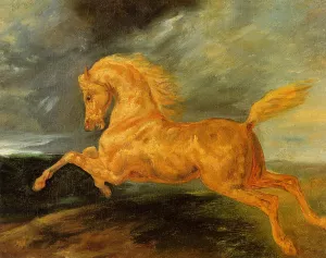 A Horse Frightened by Lightening by Theodore Gericault - Oil Painting Reproduction