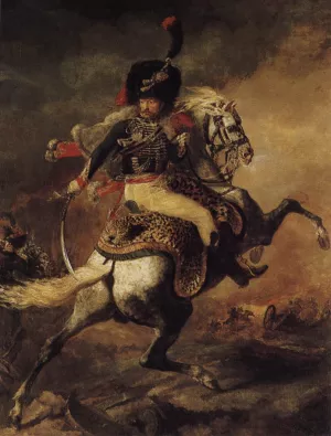 An Officer of the Chasseurs Commanding a Charge by Theodore Gericault - Oil Painting Reproduction